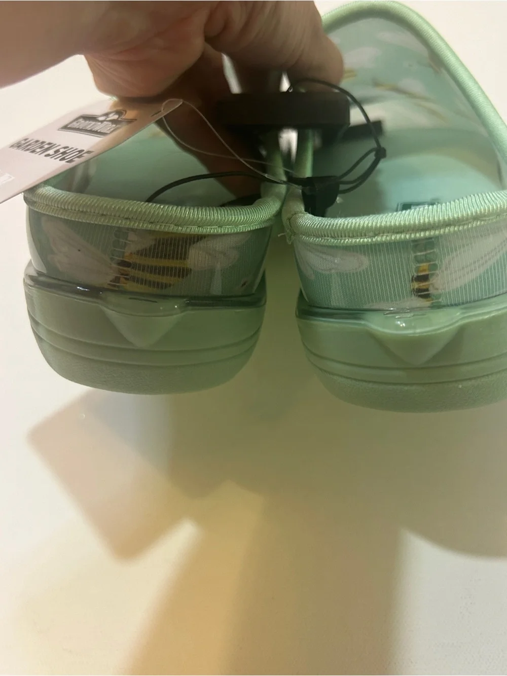Bee Print Garden Shoes Waterproof Memory Foam Clog Mint Green Women’s Size 8 NWT